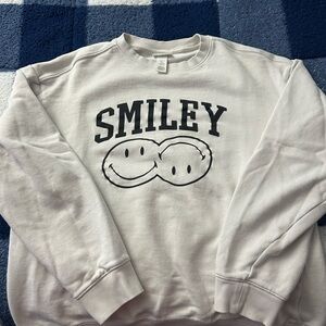 H&M Cream Smiley Crewneck Sweater